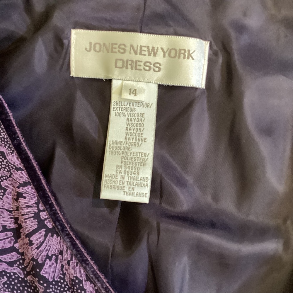 Jones New York 14 Faux Wrap Dress Elegant Purple Ruched Fairy Whimsigoth - Picture 9 of 11